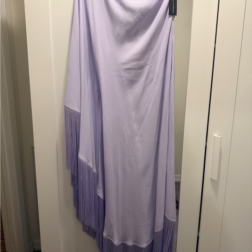 Taller Marmo Spritz One-sleeve Fringed Crepe Gown - Purple - Picture 7 of 10
